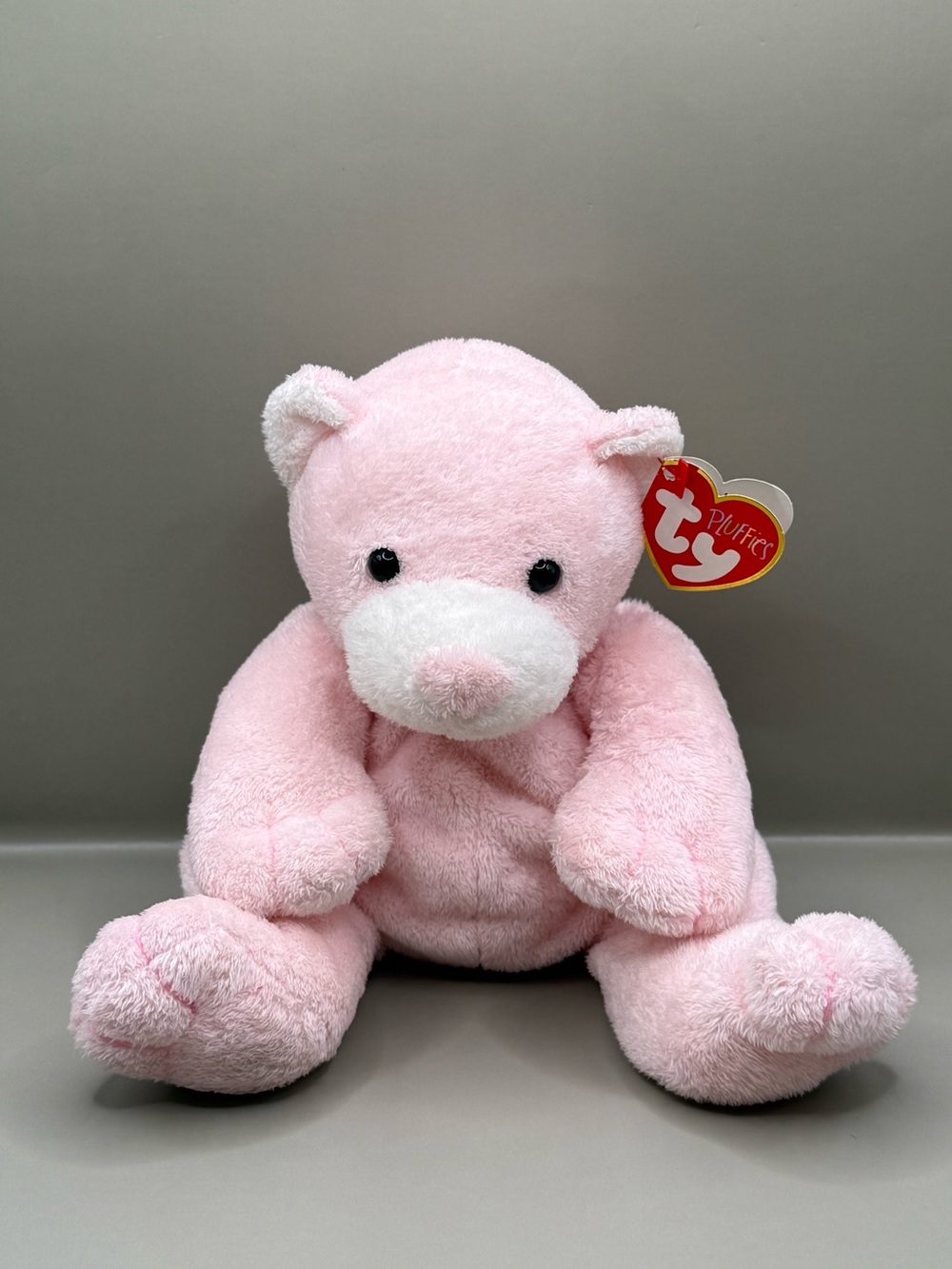 Vintage Ty Pluffies Pudder Pink Bear Plush Stuffed Animal Lovey Toy